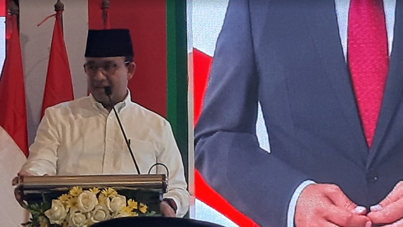 Anies Sapa Pimpinan PKS saat Pidato Deklarasi Capres Cawapres di Surabaya
