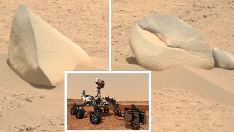 Rover Mars NASA Potret Batuan Aneh, Bentuknya Mirip Sirip Hiu dan Capit Kepiting