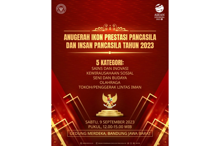 BPIP Gelar Penganugerahan Ikon Prestasi Pancasila dan Kirab Pancasila di Bandung