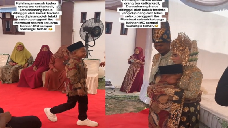 Momen Haru Anak Yatim Piatu Menangis di Pernikahan Sang Kakak, Tamu Undangan Ikut Mewek