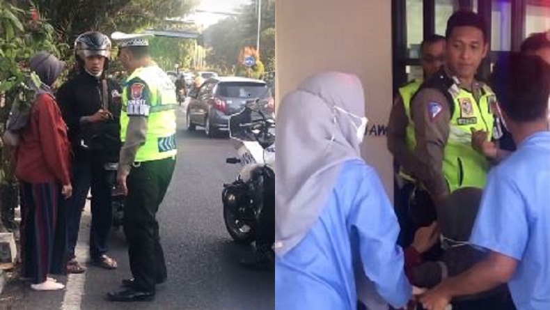 Viral Polisi Hampiri Pemotor yang Menepi, Ternyata Ibu hamil Pusing Langsung Diantar ke RS