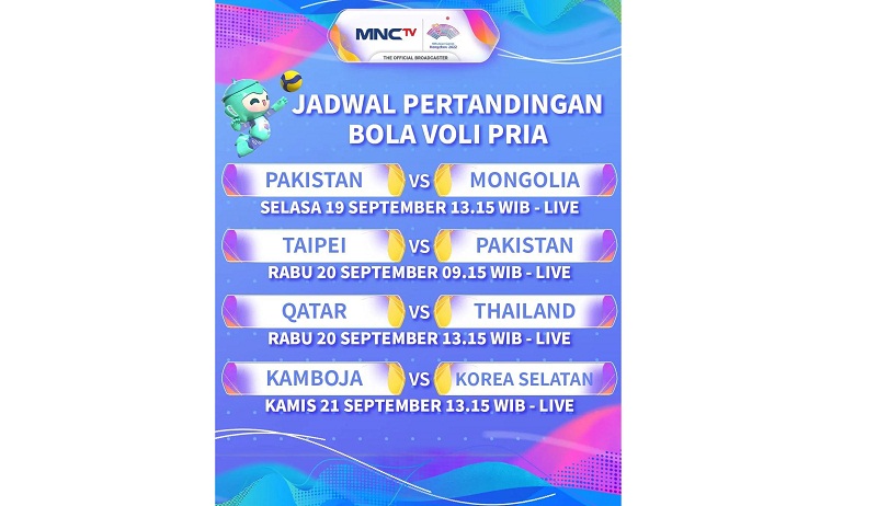 Saksikan Pertandingan Voli Putra Asian Games 2022 di MNCTV, Ini Jadwalnya