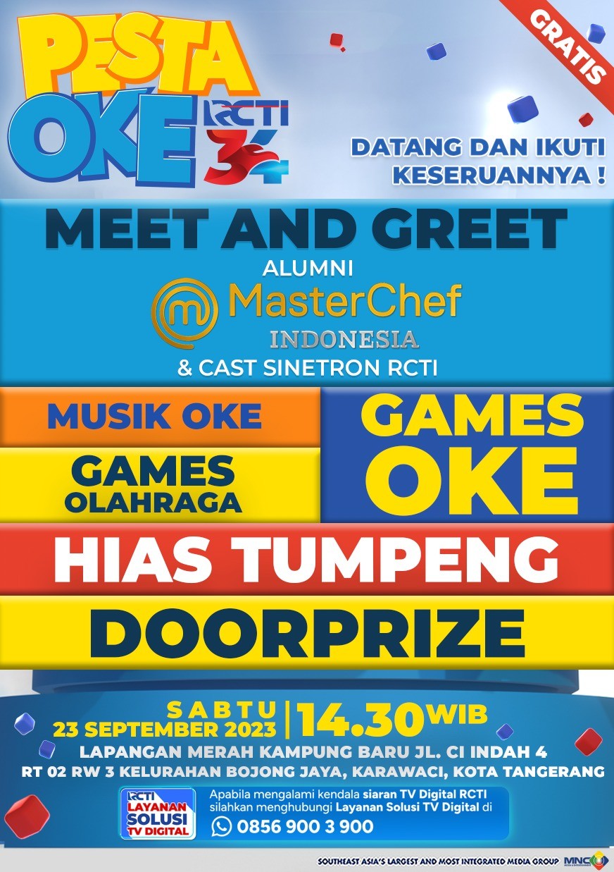 Pemain Sinetron Ikatan Cinta dan Alumni MasterChef Indonesia Datang ke Pesta Oke RCTI34 di Karawaci