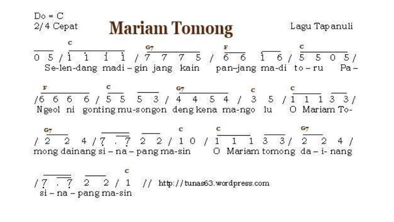 Lirik Lagu Mariam Tomong dan Artinya