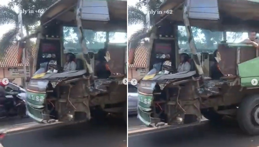 Viral Bus Ringsek Masih Bisa Berjalan, Netizen: Kalau Jalannya Malam Dikira Bus Hantu