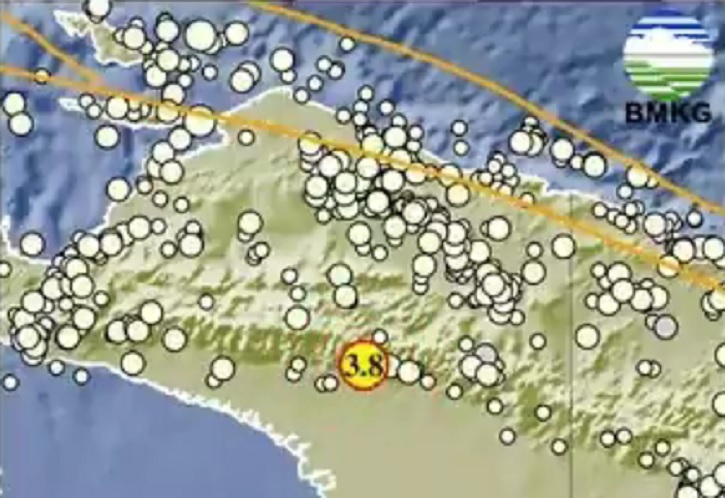 Gempa Terkini M 3,8 Guncang Jayawijaya Papua, Berpusat di Darat