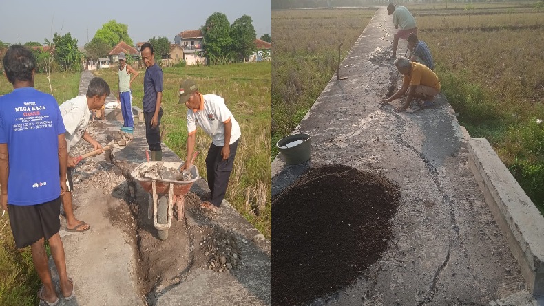 Teh Metty Ajak Warga Hegarmanah Cianjur Gotong Royong Perbaiki Jalan Rusak