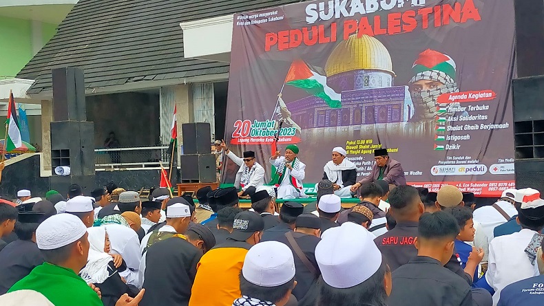 Aksi Bela Palestina, Warga Sukabumi Serukan Boikot Produk Israel 