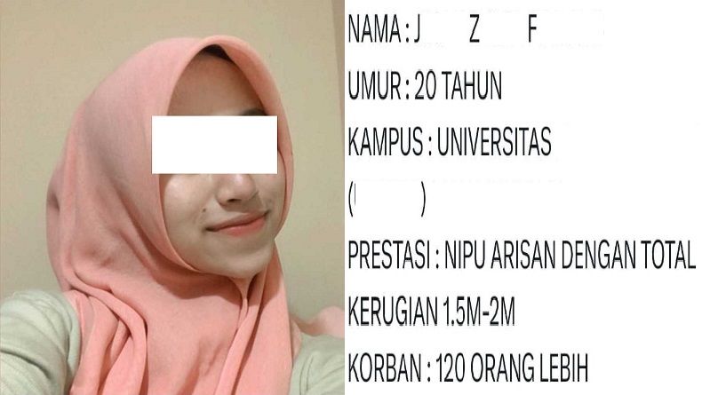 Mahasiswi Cantik di Bandung Diduga Lakukan Penipuan Modus Arisan Bodong, Raup Rp1,9 Miliar