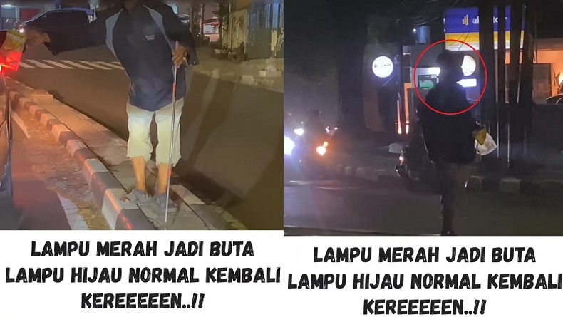 Viral Aksi Pengemis Pura-pura Buta di Lampu Merah Jalan Siliwangi Bandung