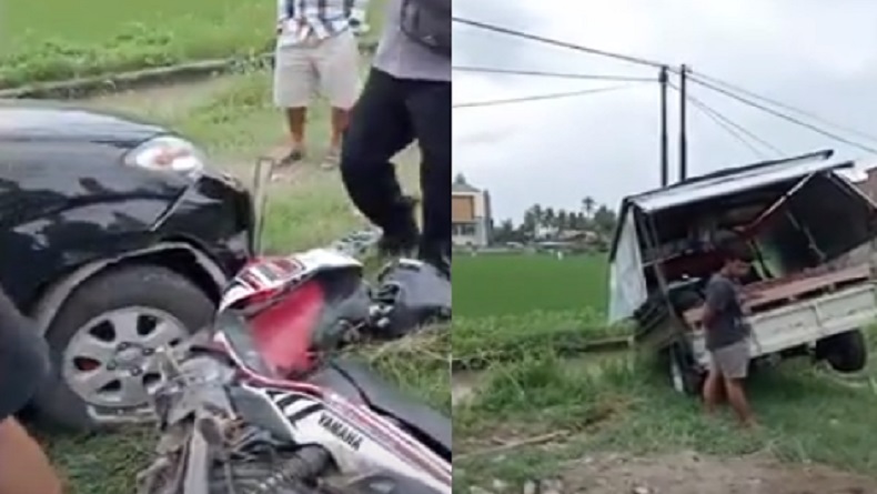 Kecelakaan Mobil Tabrak Pikap dan Motor di Polman, 1 Orang Tewas