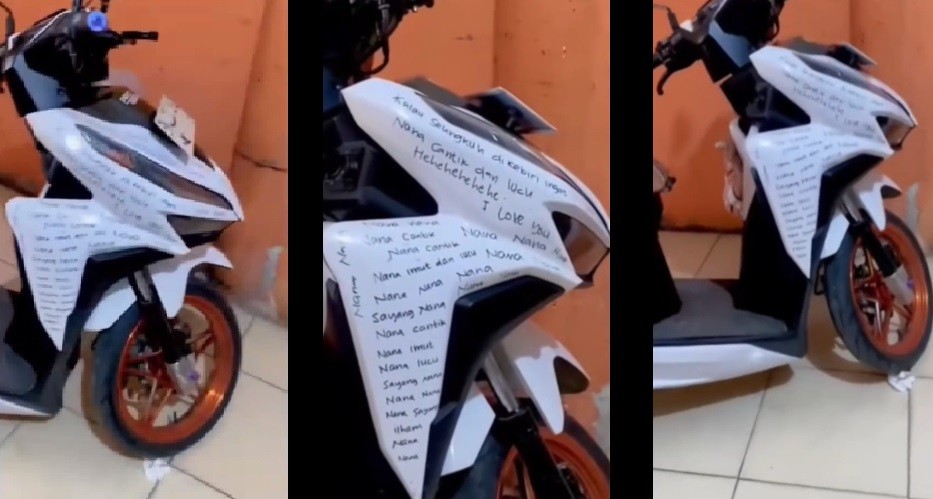 Viral Wanita Ini Coret-Coret Motor Pacar agar Tidak Selingkuh, Netizen: Belum Tentu Jadi Istri