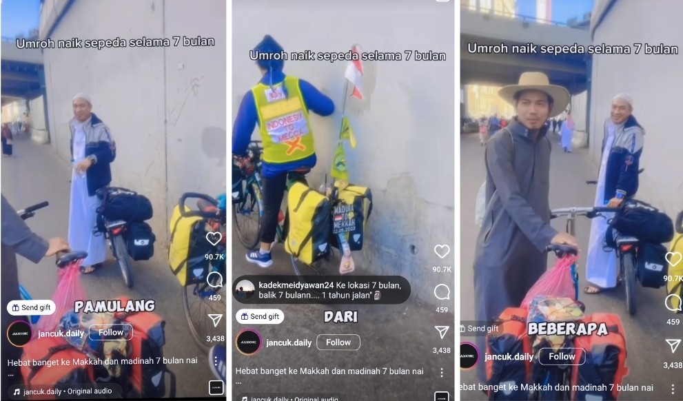 Viral 3 Pria asal Indonesia Berangkat Umrah Naik Sepeda 7 Bulan, Netizen: Semoga Dapat Berkah