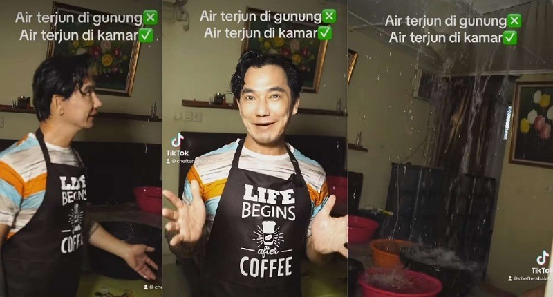Viral! Rumah Chef Eddy Siswanto MasterChef Bocor Parah, Deras seperti Air Terjun 