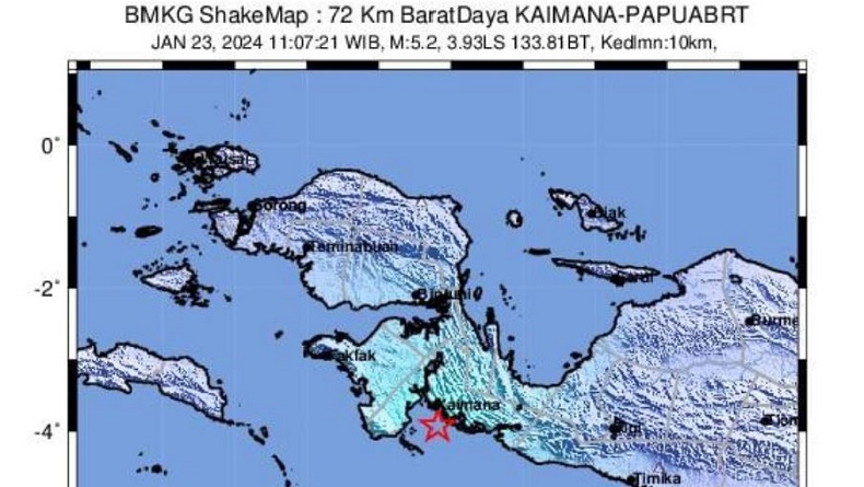 Penyebab Gempa Kaimana M5,4 di Papua Barat, BMKG: Akibat Aktivitas Sesar Tarera-Aiduna