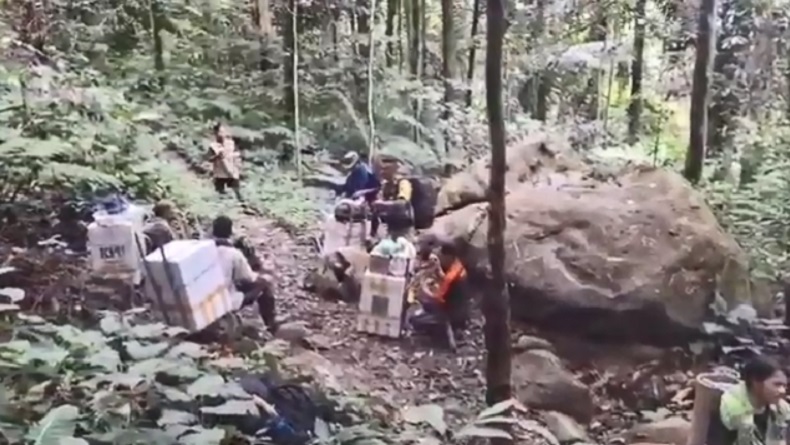 Perjuangan Petugas Distribusi Logistik Pemilu Jalan Kaki 3 Hari Susuri Hutan di  Sulteng