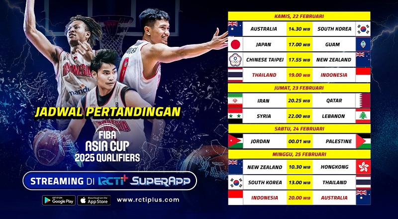 Jadwal Kualifikasi FIBA Asia Cup 2025 yang Ditayangkan di RCTI+