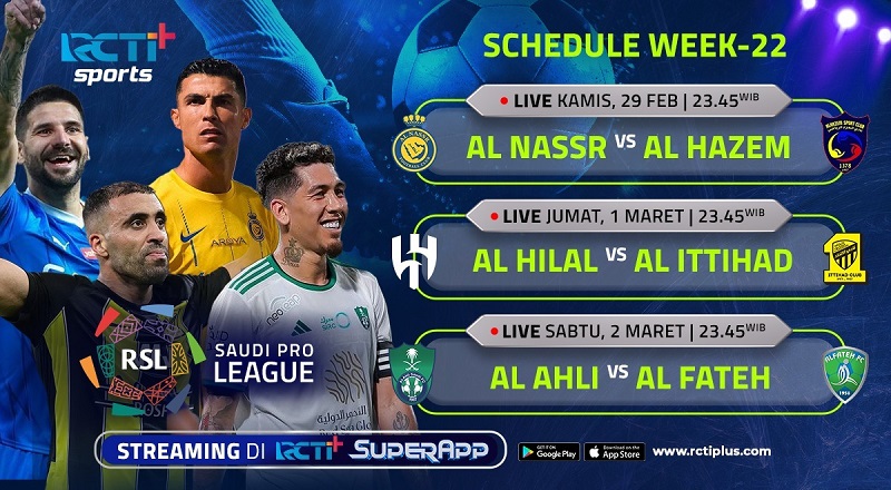  Jadwal Lengkap Liga Arab Saudi di RCTI+ Pekan Ini: Ada Al Nassr Vs Al Hazem