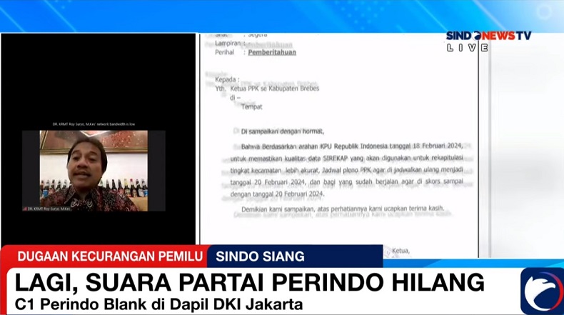 Roy Suryo Kritik Sirekap terkait C1 Partai Perindo Blank: Tak Mungkin Dilakukan Mesin