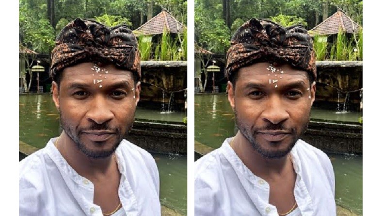 Usher Liburan di Bali, Tampil Beda dengan Udeng