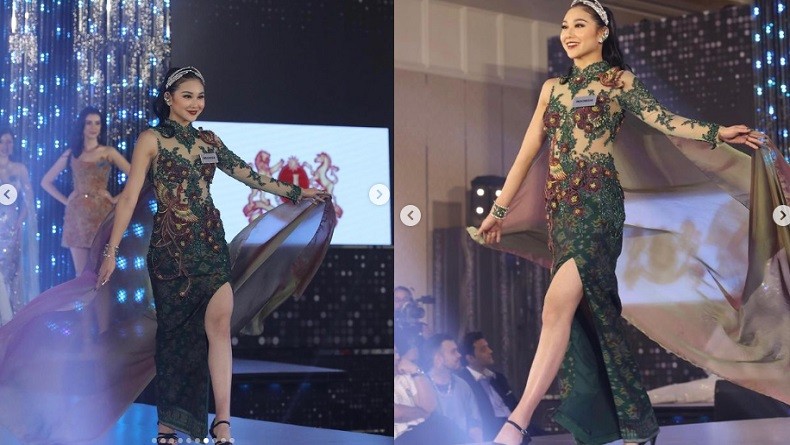 5 Potret Cantik Audrey Vanessa, Elegan Pakai Kebaya di Gala Dinner Miss World