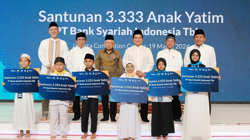 Wapres Ma'ruf Amin Hadiri Pemberian Santunan 3.333 Anak Yatim bersama BSI