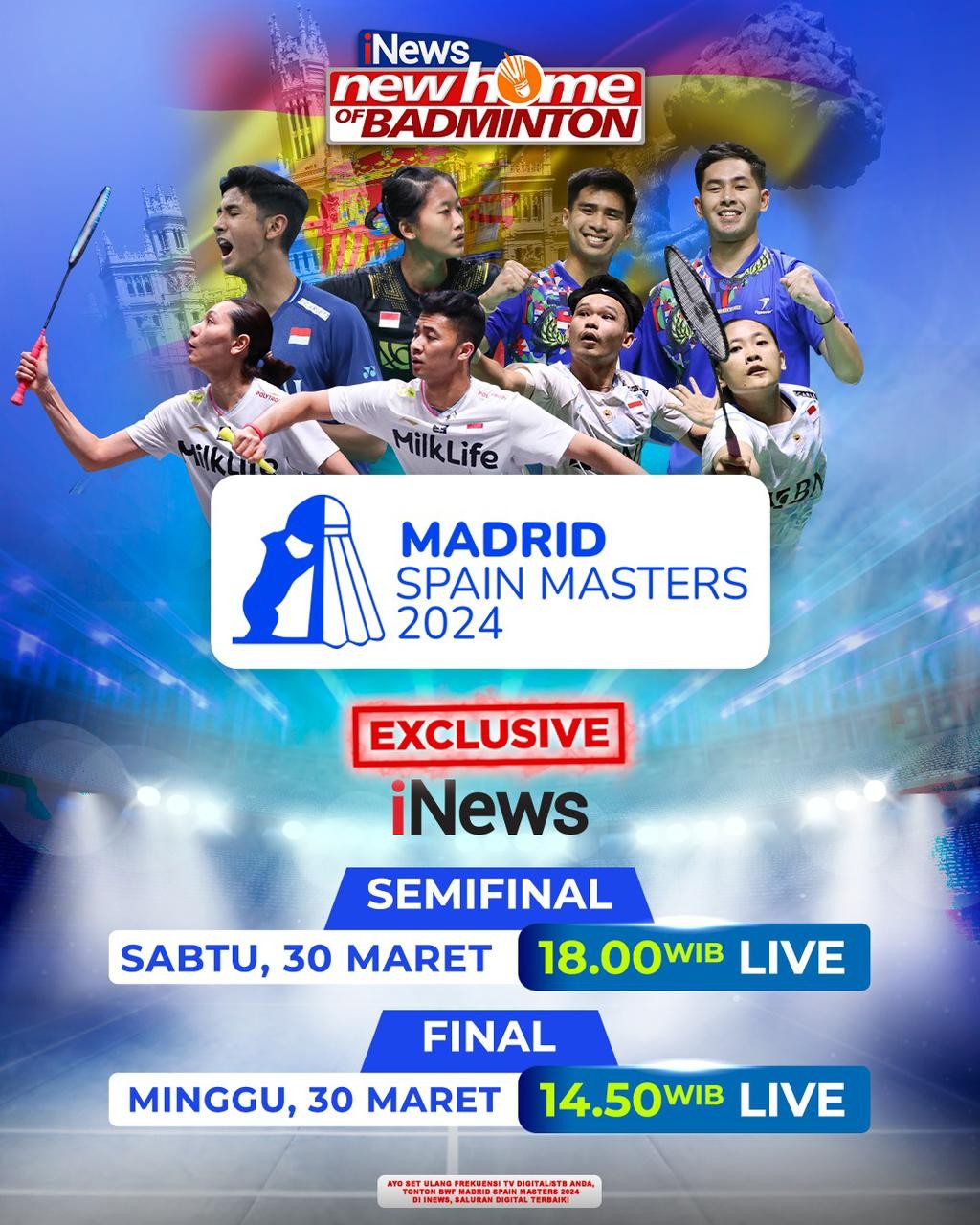 Jadwal 3 Wakil Indonesia di Final Spain Masters 2024. Saksikan Live Eksklusif di iNews