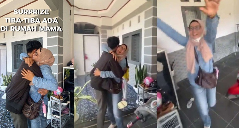 Momen Haru Seorang Pria Akhirnya Bisa Mudik Bertemu sang Ibu, Netizen Ikut Nangis