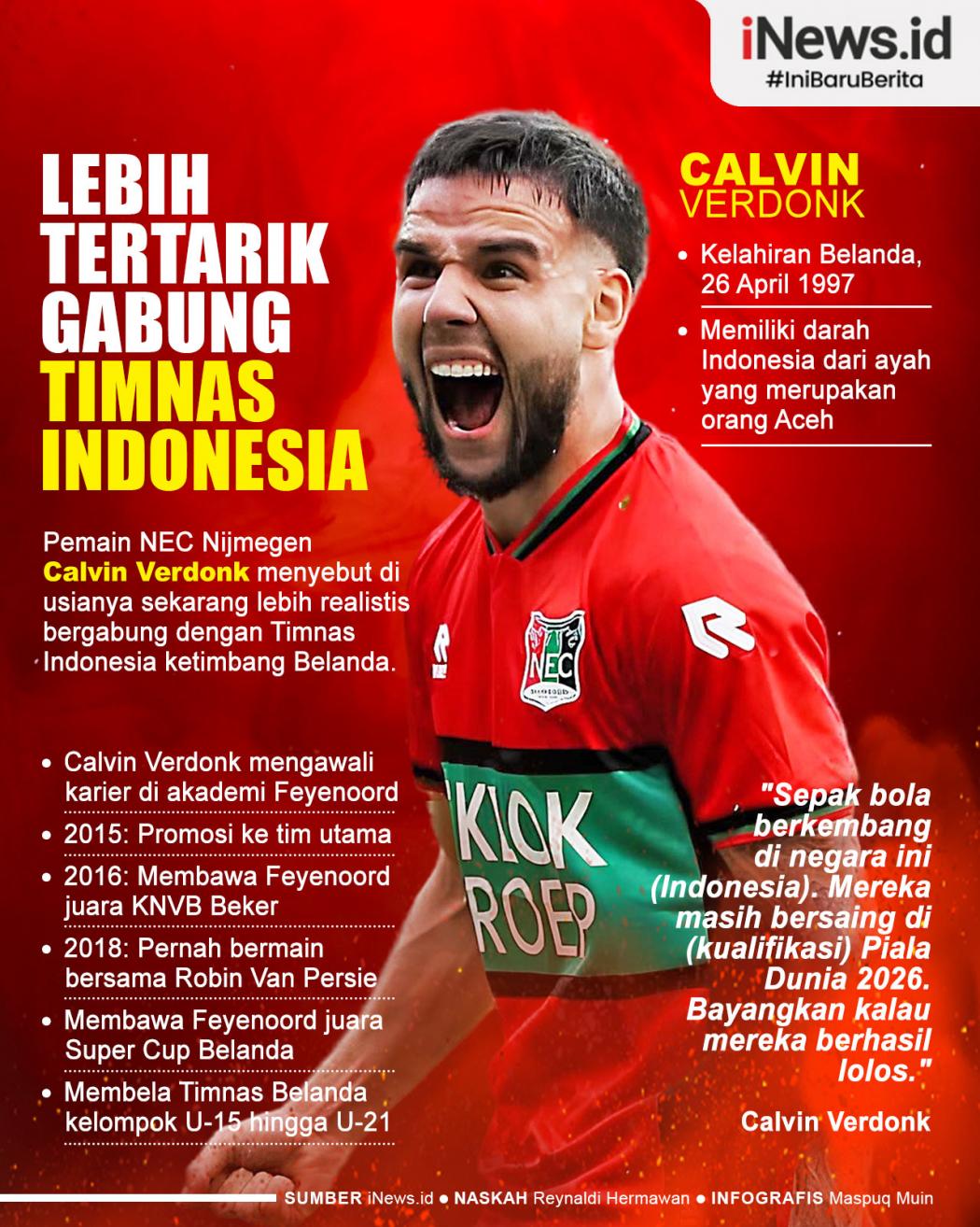 Infografis Alasan Calvin Verdonk Lebih Tertarik Gabung Timnas Indonesia Ketimbang Belanda
