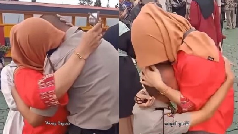 Momen Haru Guru Peluk Bangga Muridnya Yatim Piatu Sukses Jadi Polisi