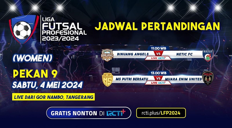 Jadwal Siaran Langsung Women Pro Futsal League 2023-2024 Pekan Ini di RCTI+