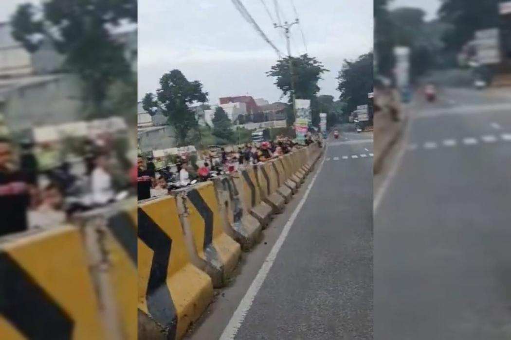 Berbahaya, Kerumunan Pemburu Klakson Bus Telolet di Sawangan Dibubarkan Polisi