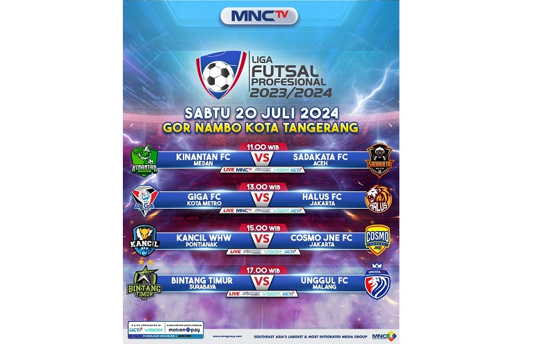 Jadwal Liga Futsal Profesional Hari Ini: Giga FC Kota Metro Vs Halus FC di MNCTV