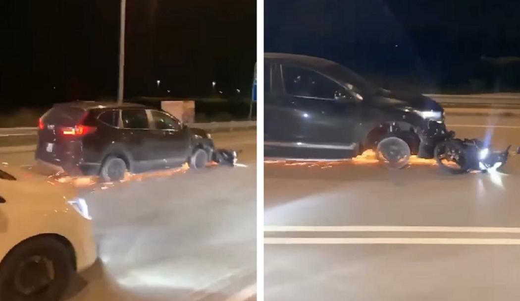 Viral Pengendara Mobil di Malaysia Seret Motor hingga Keluar Percikan Api