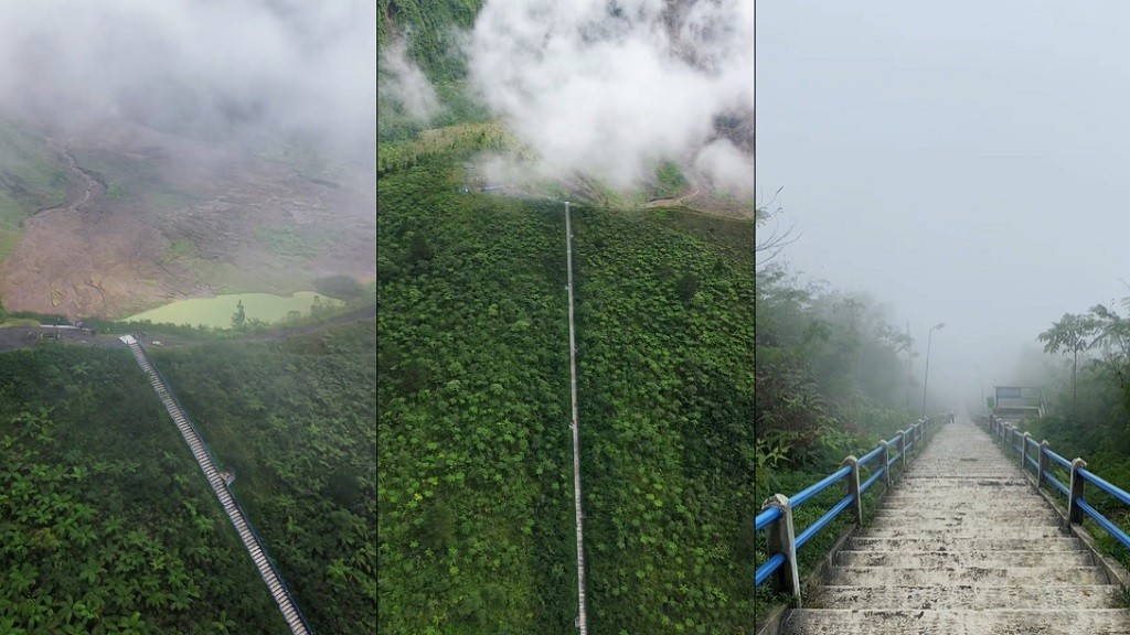 Viral Pemandangan Menakjubkan dari Kamera Drone Terlihat dari Atas Gunung Galunggung