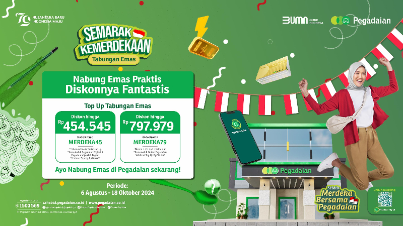 Nabung Emas Praktis dengan Diskon Fantastis di Pegadaian, Merdeka!