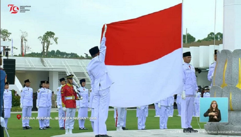 Detik-detik Pengibaran Bendera Merah Putih saat Upacara HUT ke-79 RI di IKN