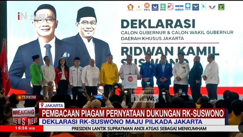 Ridwan Kamil dan Suswono Dideklarasikan Maju Pilgub Jakarta 2024