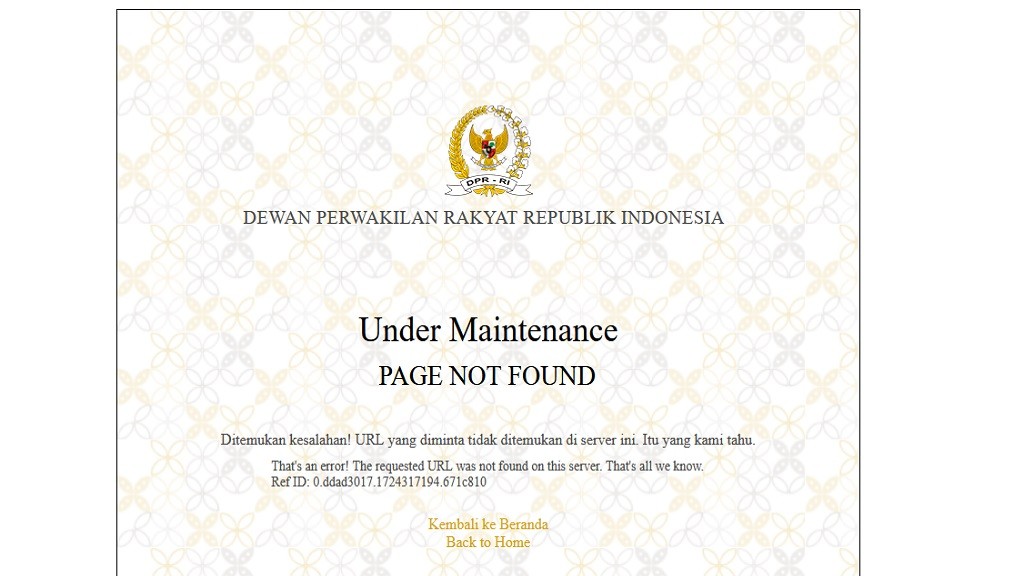 Situs DPR RI Tak Bisa Diakses di Tengah Demo Tolak RUU Pilkada