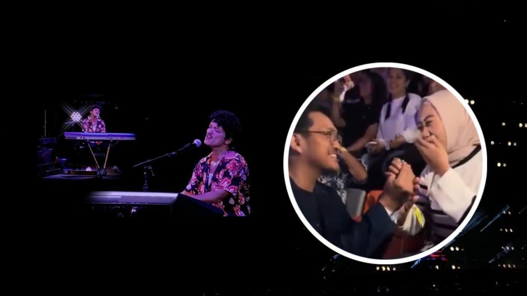 Heboh! 3 Pria Lamar Kekasih di Konser Bruno Mars Tepat Lagu Marry You Dinyanyikan 
