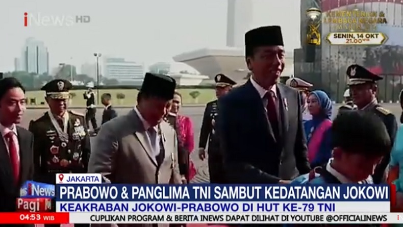 Momen Keakraban Jokowi dan Prabowo di HUT ke-79 TNI