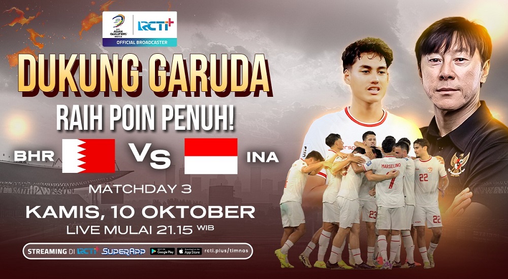 Jadwal dan Link Live Streaming Timnas Indonesia Vs Bahrain di Kualifikasi Piala Dunia 2026 Zona Asia