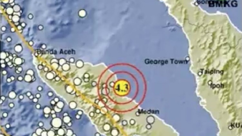 Gempa Hari Ini Magnitudo 4,3 Guncang Aceh Tamiang