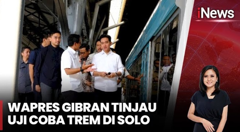 Gibran Tinjau Uji Coba Trem Bertenaga Baterai Buatan INKA di Solo