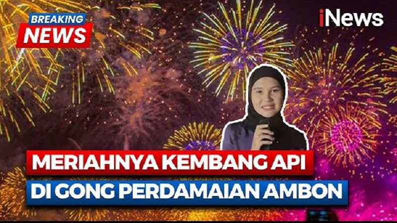 Perayaan Tahun Baru 2025 di Gong Perdamaian Ambon, Meriah dengan Pesta Kembang Api