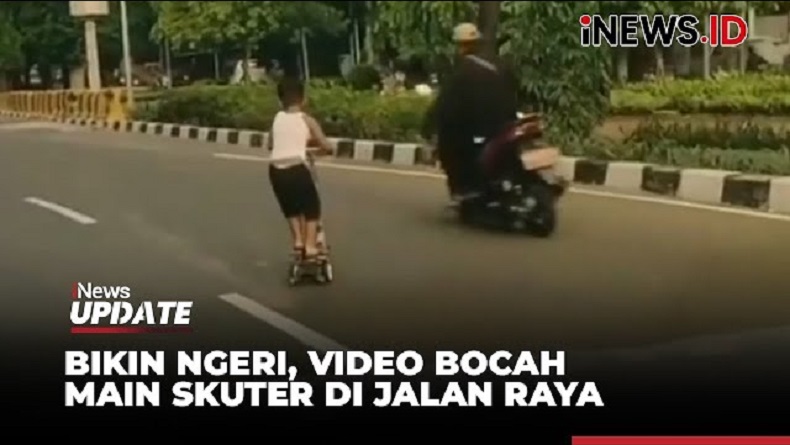 Viral Bocah Main Skuter di Tengah Jalan Raya, Orang Tuanya di Mana?