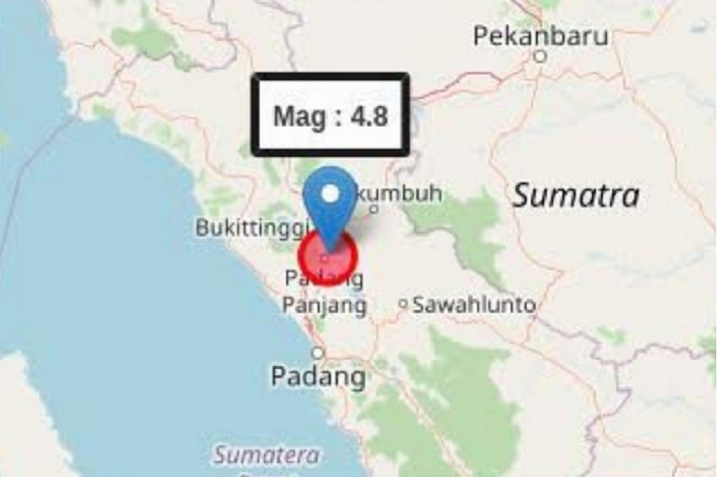 Gempa Terkini Magnitudo 4,8 Guncang Padang Panjang Sumbar