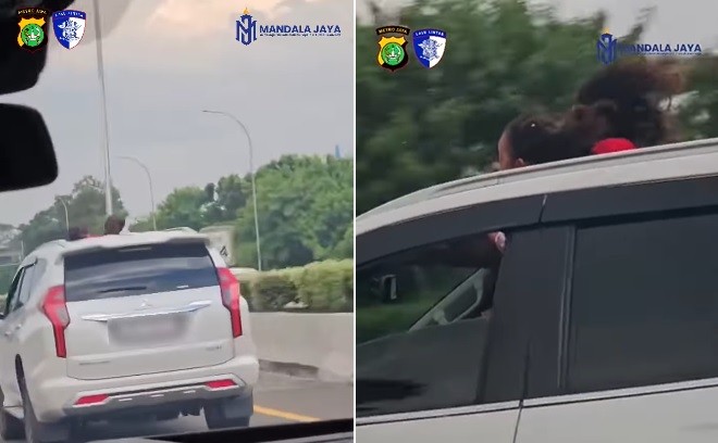 Viral 2 Bocah Perempuan Berdiri di Sunroof saat Mobil Ngebut di Jalan Tol, Begini Reaksi Polisi