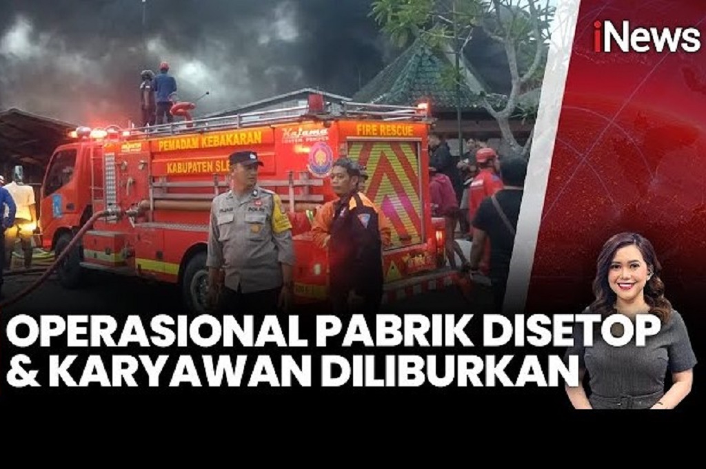 Kebakaran Pabrik Garmen di Sleman, Permukiman Warga Diselimuti Asap Hitam