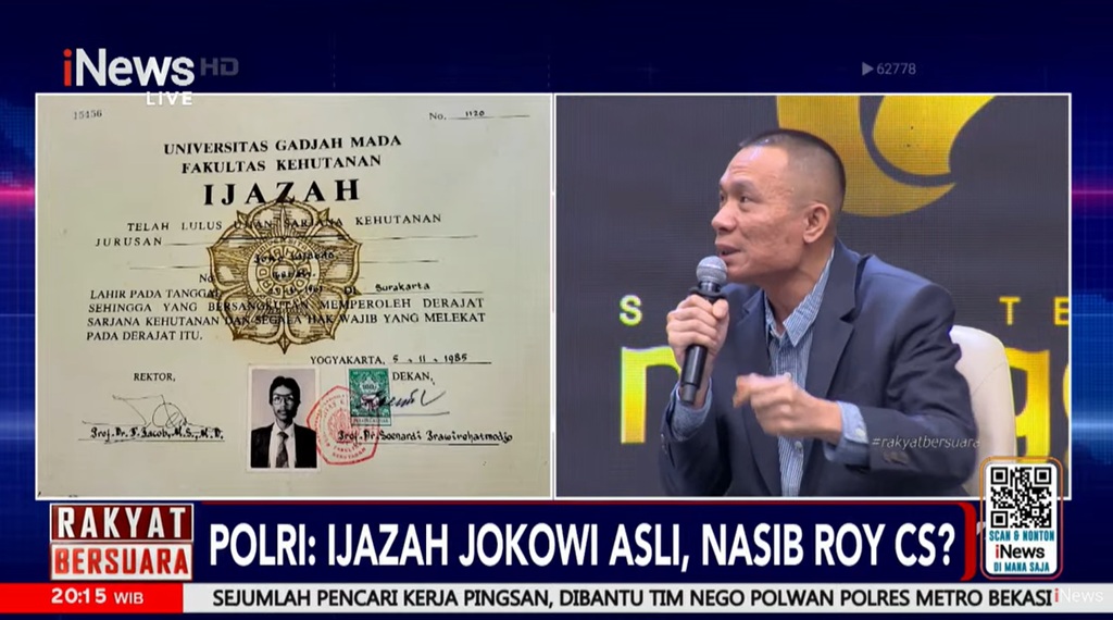 Roy Suryo dan Rismon Sianipar Ragukan Pernyataan Bareskrim soal Keaslian Ijazah Jokowi
